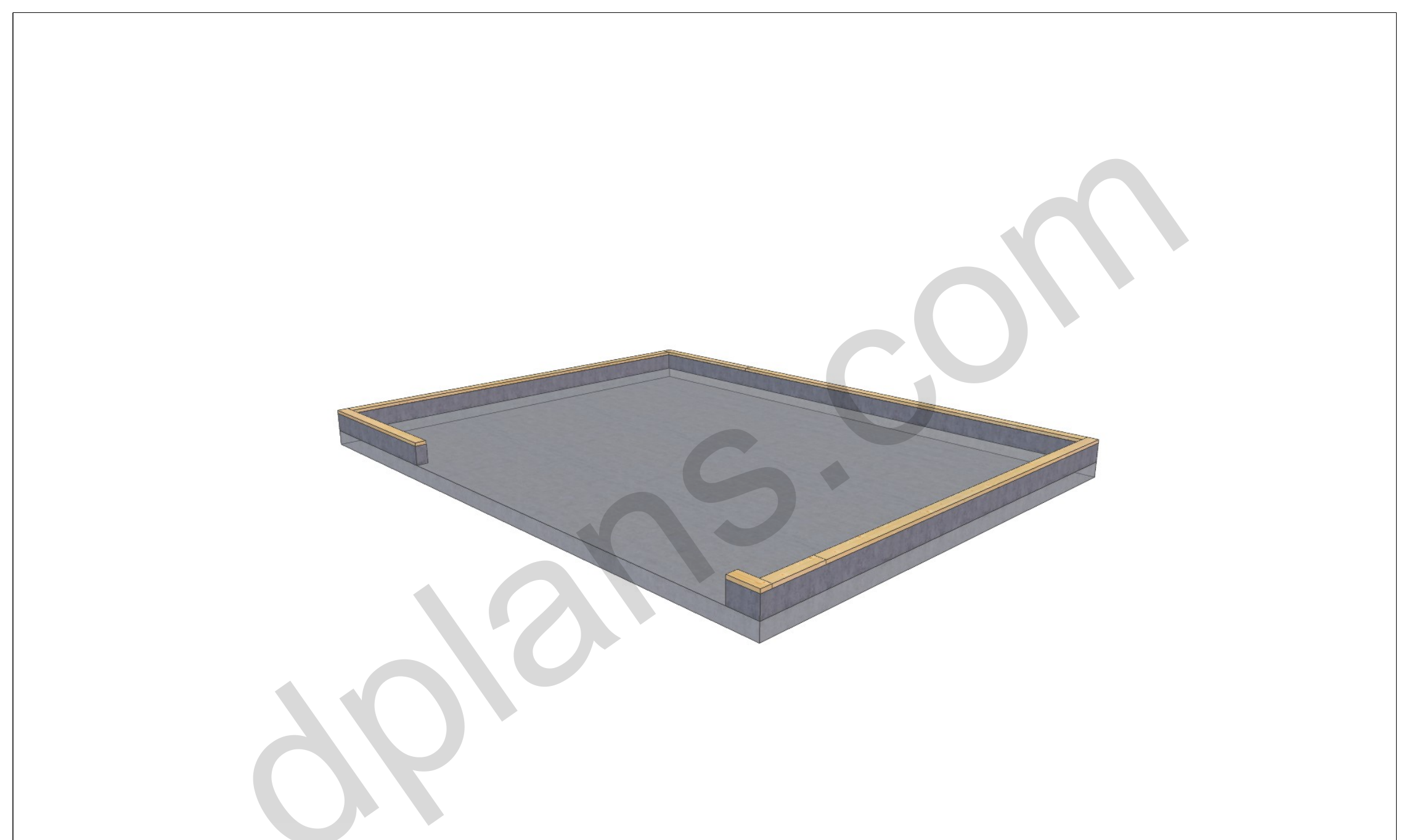 26x20 garage plans, 3D view of the concrete slab with the sill plates set out for the walls