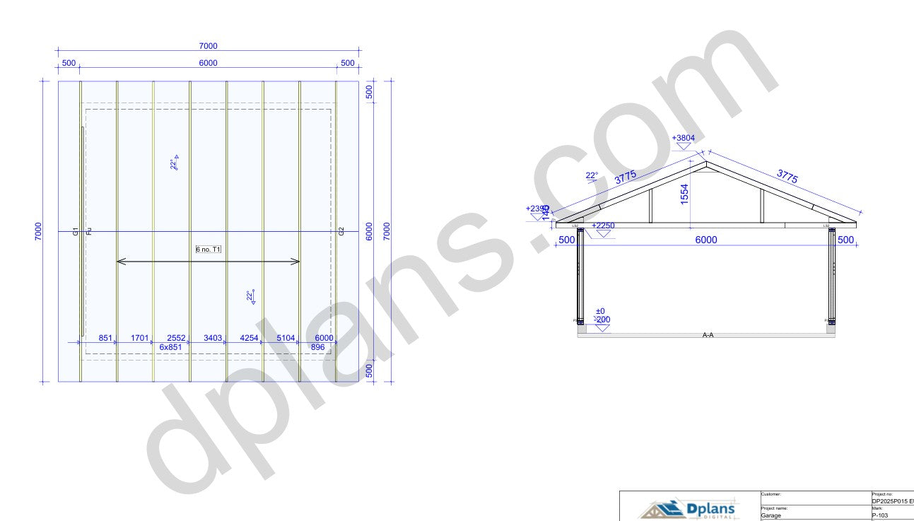 20' x 20' Timber-Frame Garage with Roof Trusses Plans