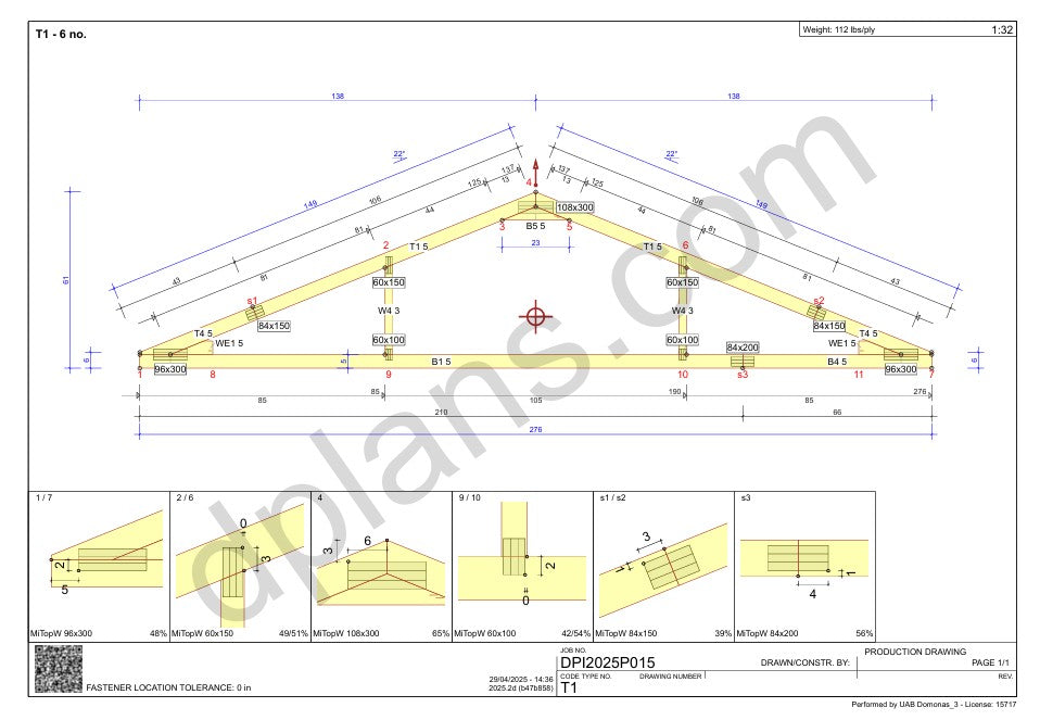 20' x 20' Timber-Frame Garage with Roof Trusses Plans
