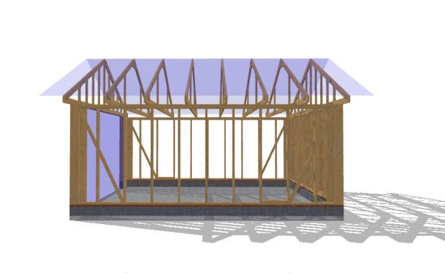 20' x 20' Timber-Frame Garage with Roof Trusses Plans