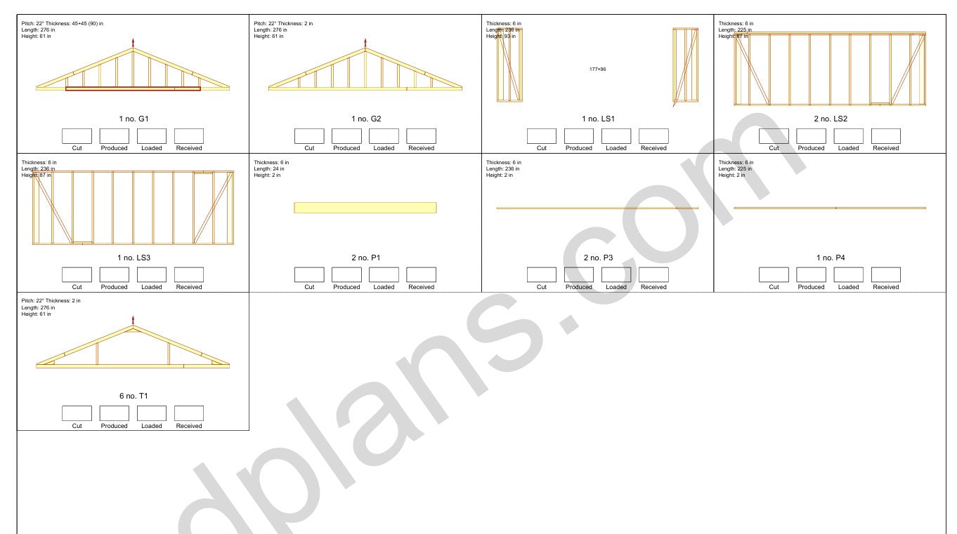 20' x 20' Timber-Frame Garage with Roof Trusses Plans