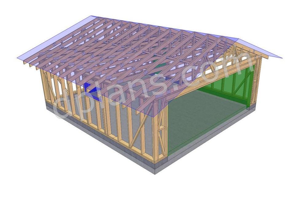 22' x 24'  Timber-Frame Garage Plans | Reliable Timber Frame Design