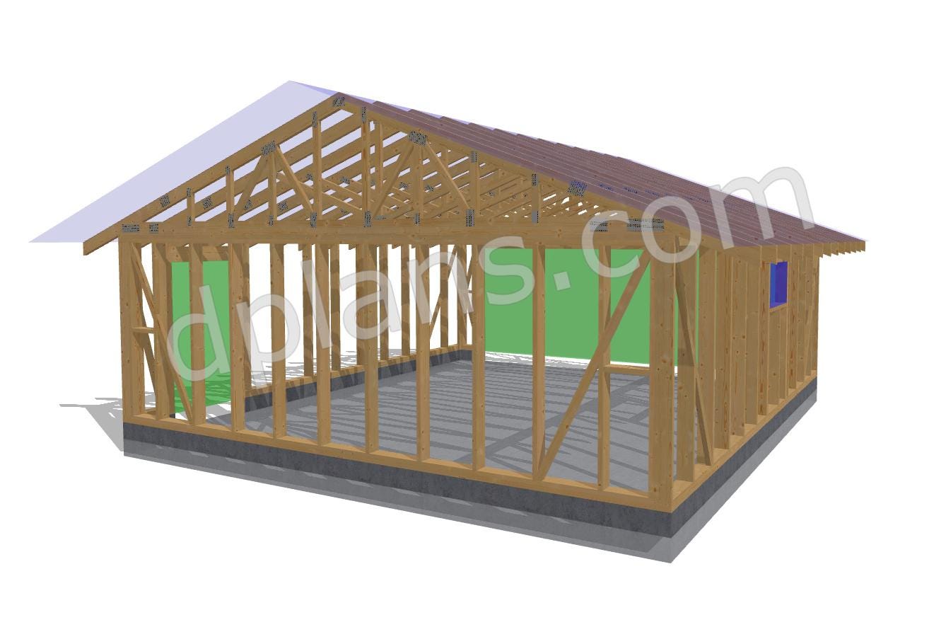 22' x 24'  Timber-Frame Garage Plans | Reliable Timber Frame Design