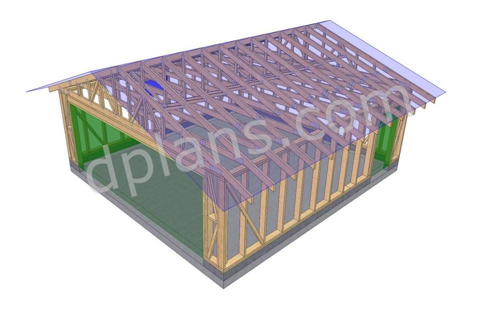 22' x 24'  Timber-Frame Garage Plans | Reliable Timber Frame Design