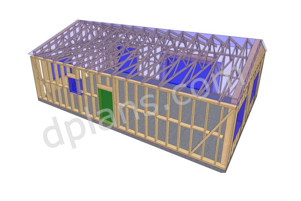 43' x 29' Baupläne für Wohnhaus mit Terrasse | Modernes Wohnhaus-Bauplan