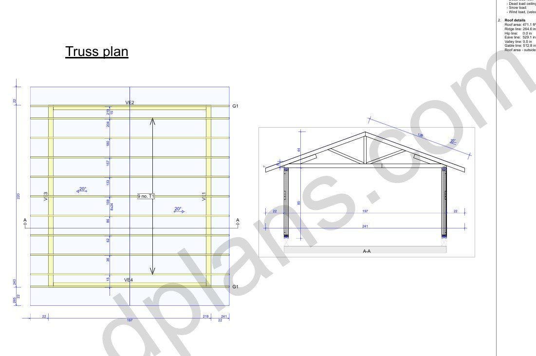 18' 4" x 16' 5" Garage Plans | Single Car Storage Building Design