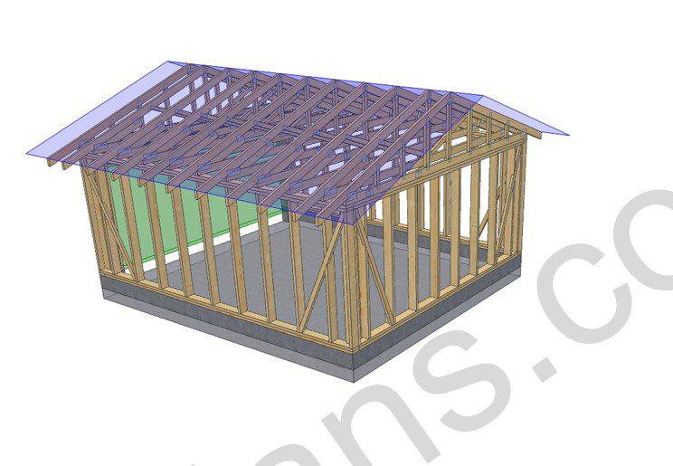 18' 4" x 16' 5" Garage Plans | Single Car Storage Building Design