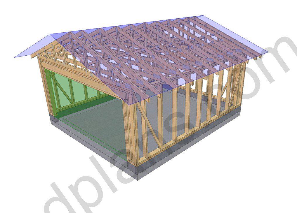 18' 4" x 16' 5" Garage Plans | Single Car Storage Building Design
