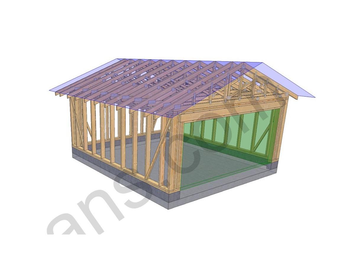 18' 4" x 16' 5" Garage Plans | Single Car Storage Building Design