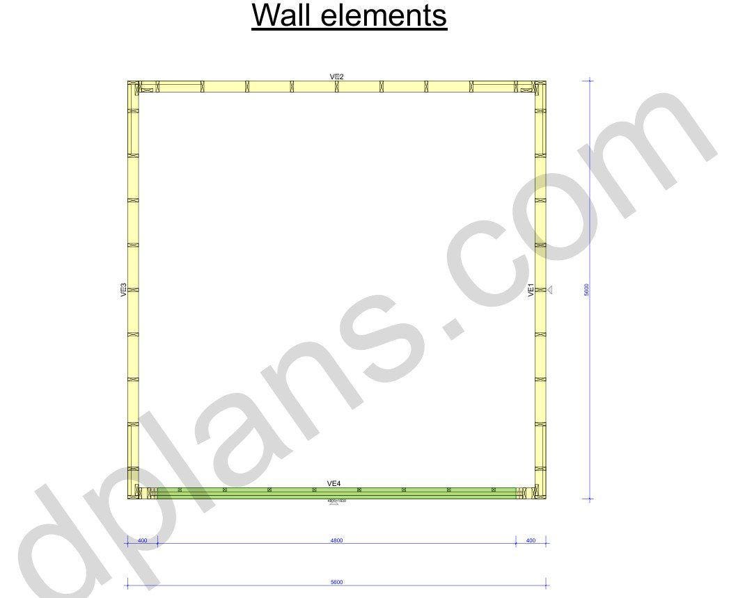 18' 4" x 18' 4" Garage Plans | Square Bay Workshop Blueprint
