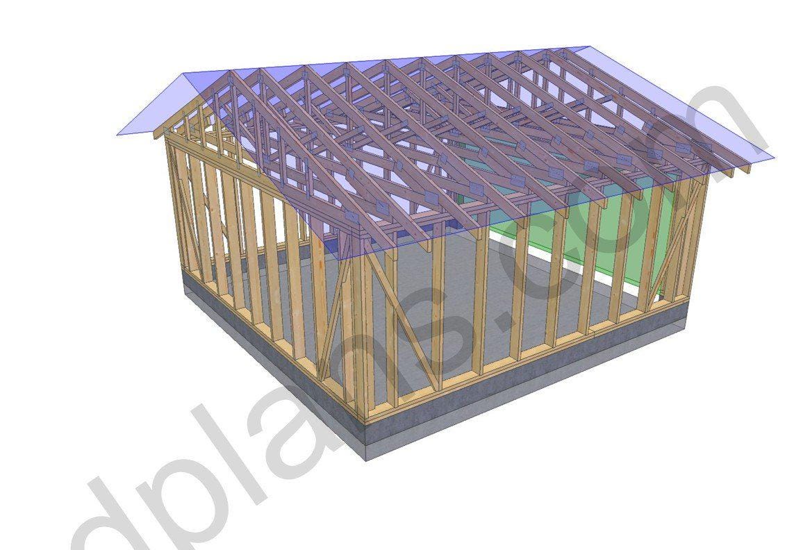 18' 4" x 18' 4" Garage Plans | Square Bay Workshop Blueprint