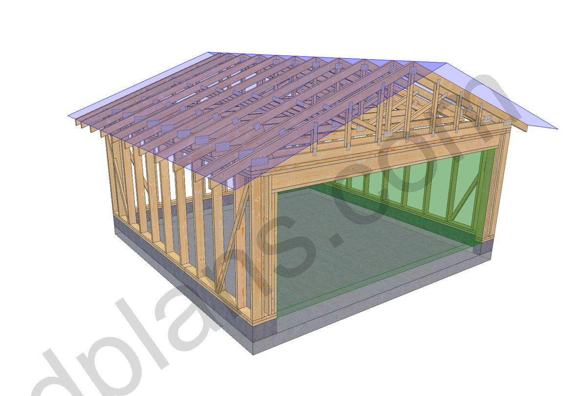 18' 4" x 18' 4" Garage Plans | Square Bay Workshop Blueprint