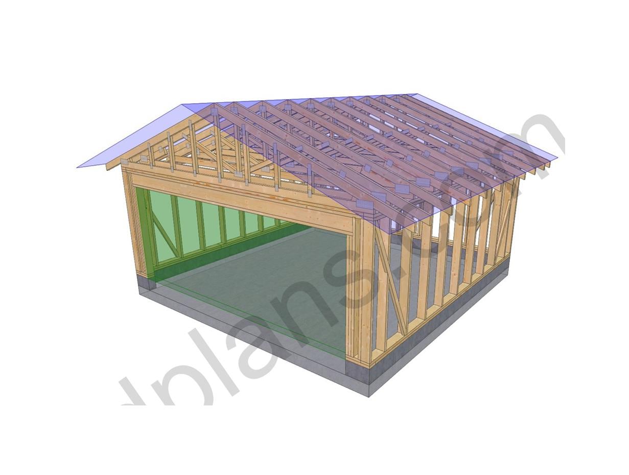 18' 4" x 18' 4" Garage Plans | Square Bay Workshop Blueprint