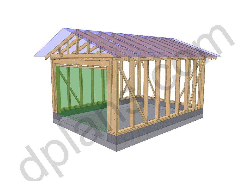 16' 5" x 12' 6" Garage Plans | Narrow Vehicle Bay Layout