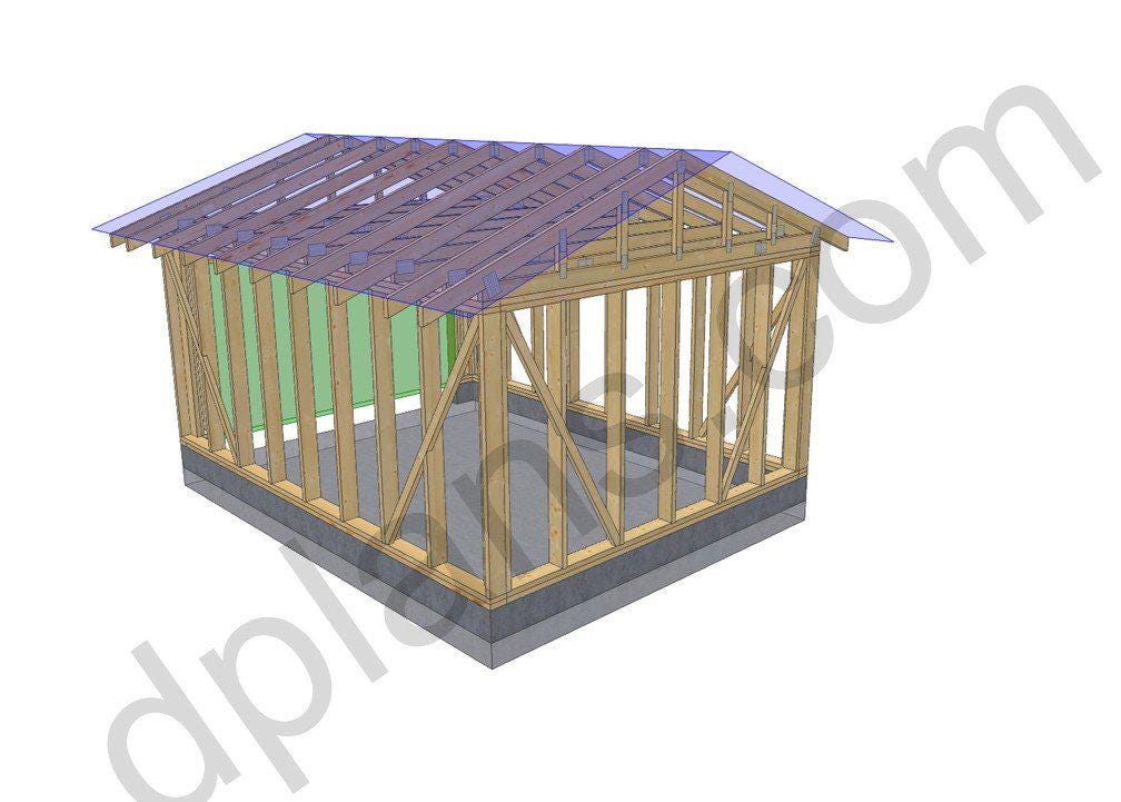 16' 5" x 12' 6" Garage Plans | Narrow Vehicle Bay Layout