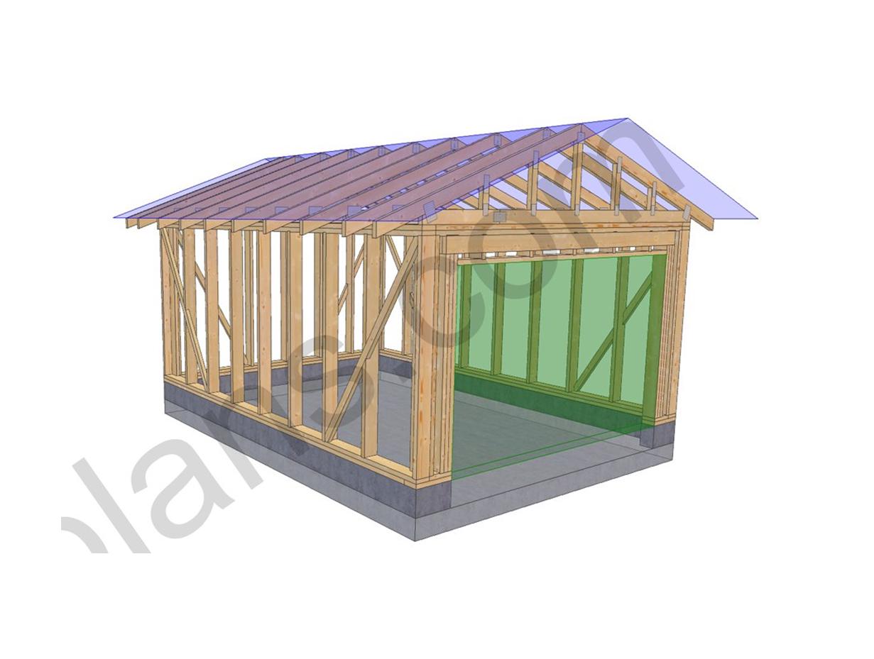 16' 5" x 12' 6" Garage Plans | Narrow Vehicle Bay Layout