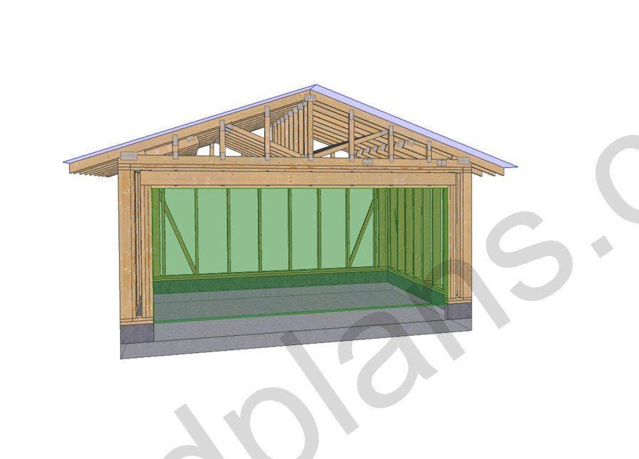 16' 5" x 16' 5" Garage Plans | Square Single Bay Structure