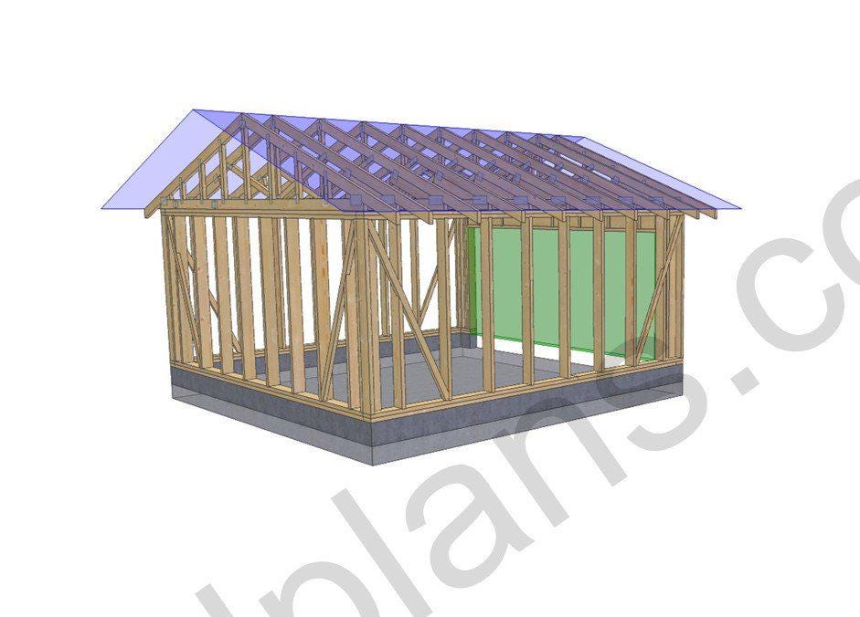 16' 5" x 16' 5" Garage Plans | Square Single Bay Structure