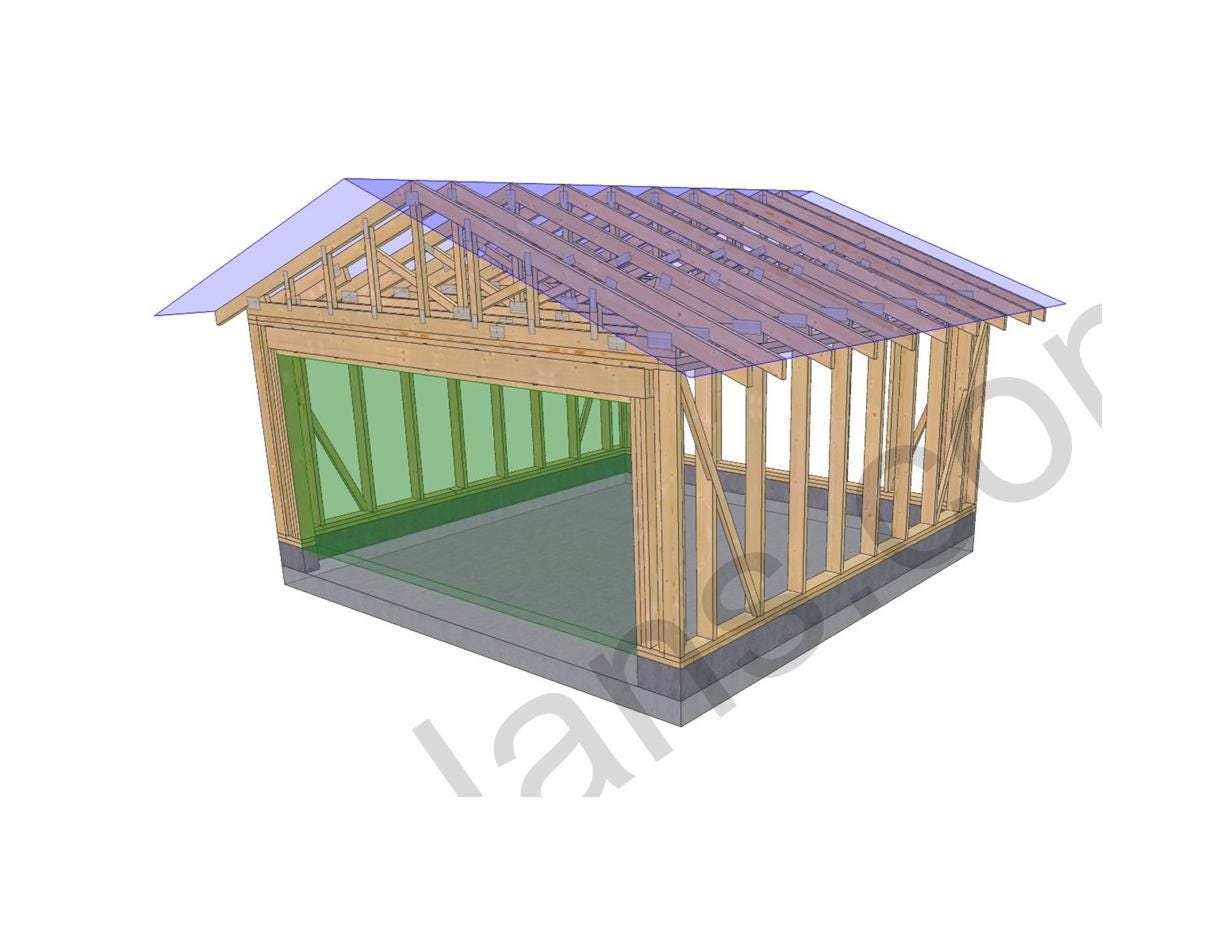 16' 5" x 16' 5" Garage Plans | Square Single Bay Structure