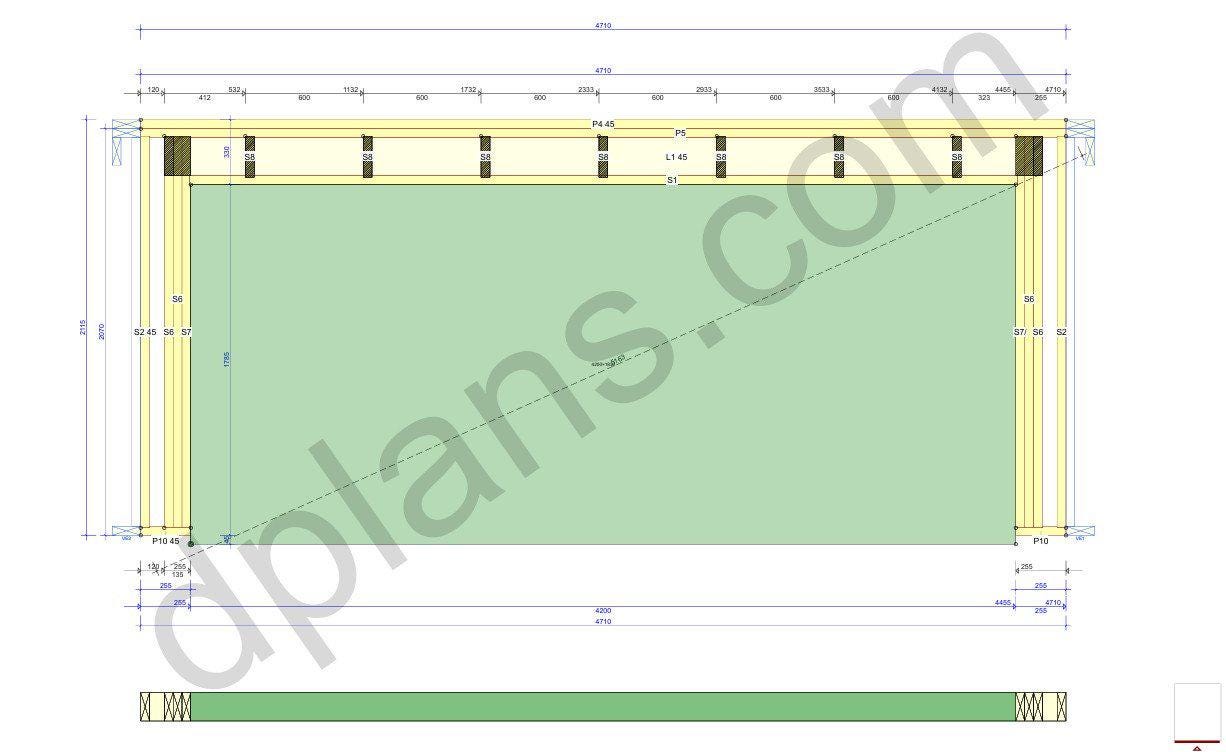20' 4" x 16' 5" Garage Plans | Deep Bay Carport Blueprint
