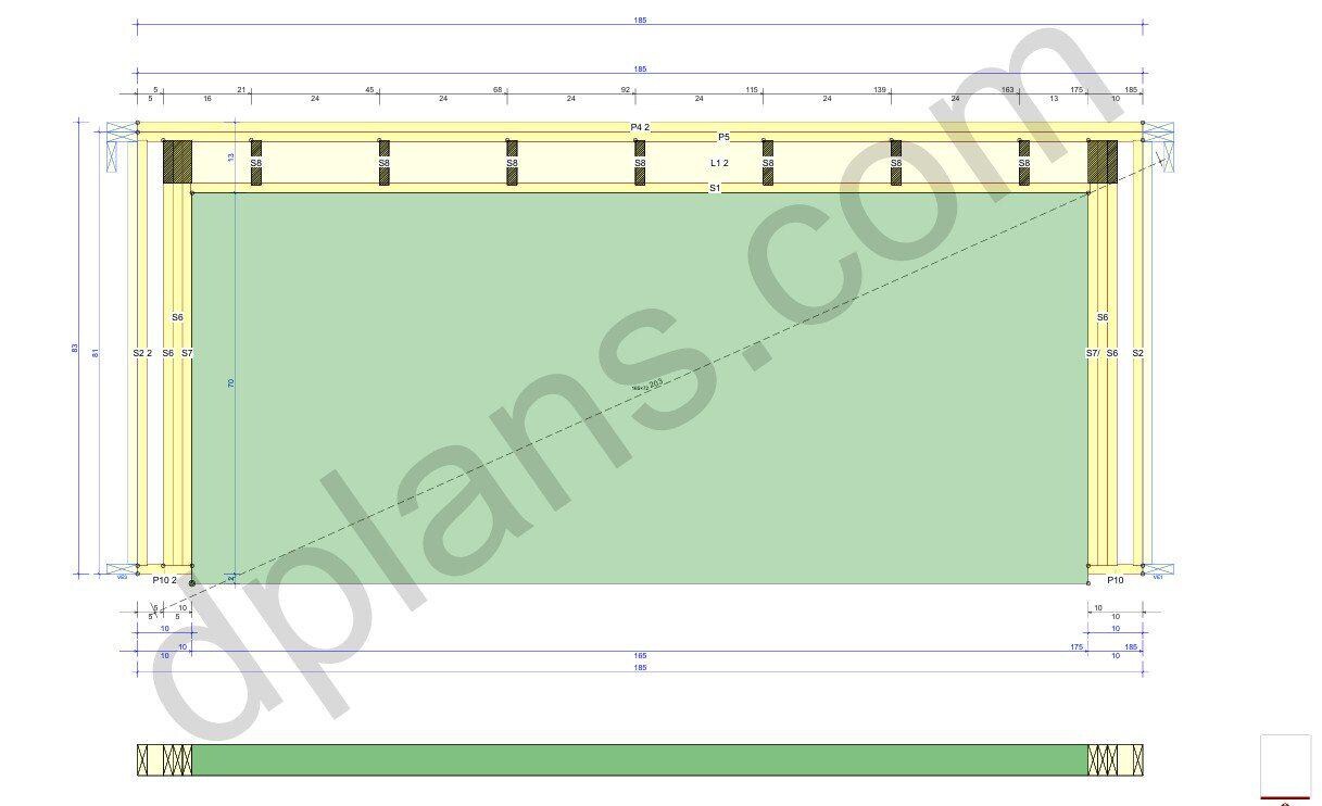 20' 4" x 16' 5" Garage Plans | Deep Bay Carport Blueprint
