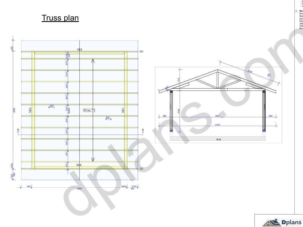 20' 4" x 16' 5" Garage Plans | Deep Bay Carport Blueprint