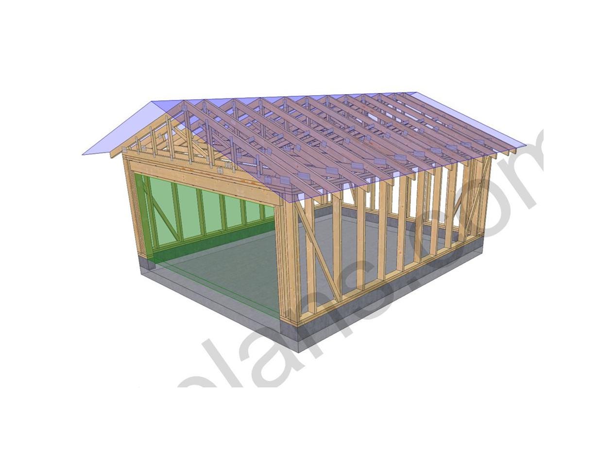 20' 4" x 16' 5" Garage Plans | Deep Bay Carport Blueprint