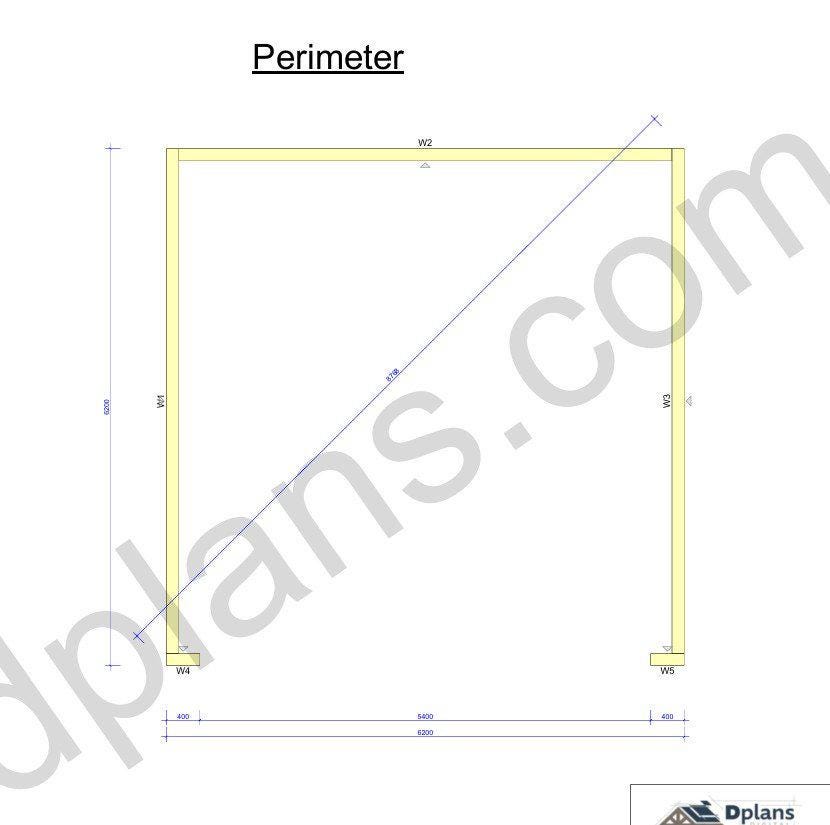 20' 4" x 20' 4" Garage Plans | Square Workshop Blueprint