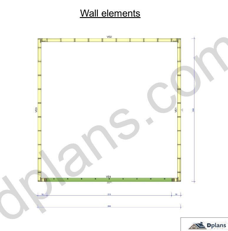 20' 4" x 20' 4" Garage Plans | Square Workshop Blueprint
