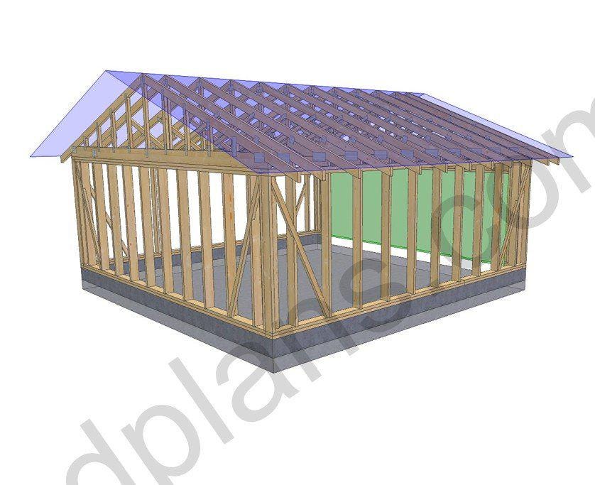 20' 4" x 20' 4" Garage Plans | Square Workshop Blueprint