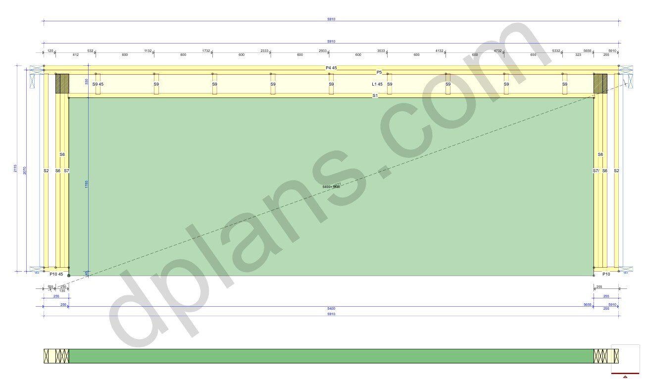 20' 4" x 20' 4" Garage Plans | Square Workshop Blueprint