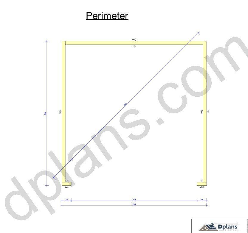 20' 4" x 20' 4" Garage Plans | Square Workshop Blueprint