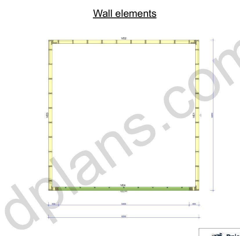 20' 4" x 20' 4" Garage Plans | Square Workshop Blueprint