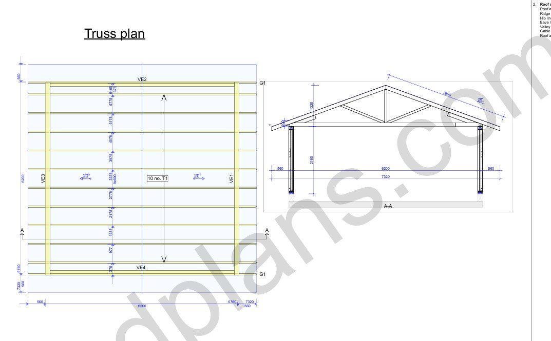 20' 4" x 20' 4" Garage Plans | Square Workshop Blueprint