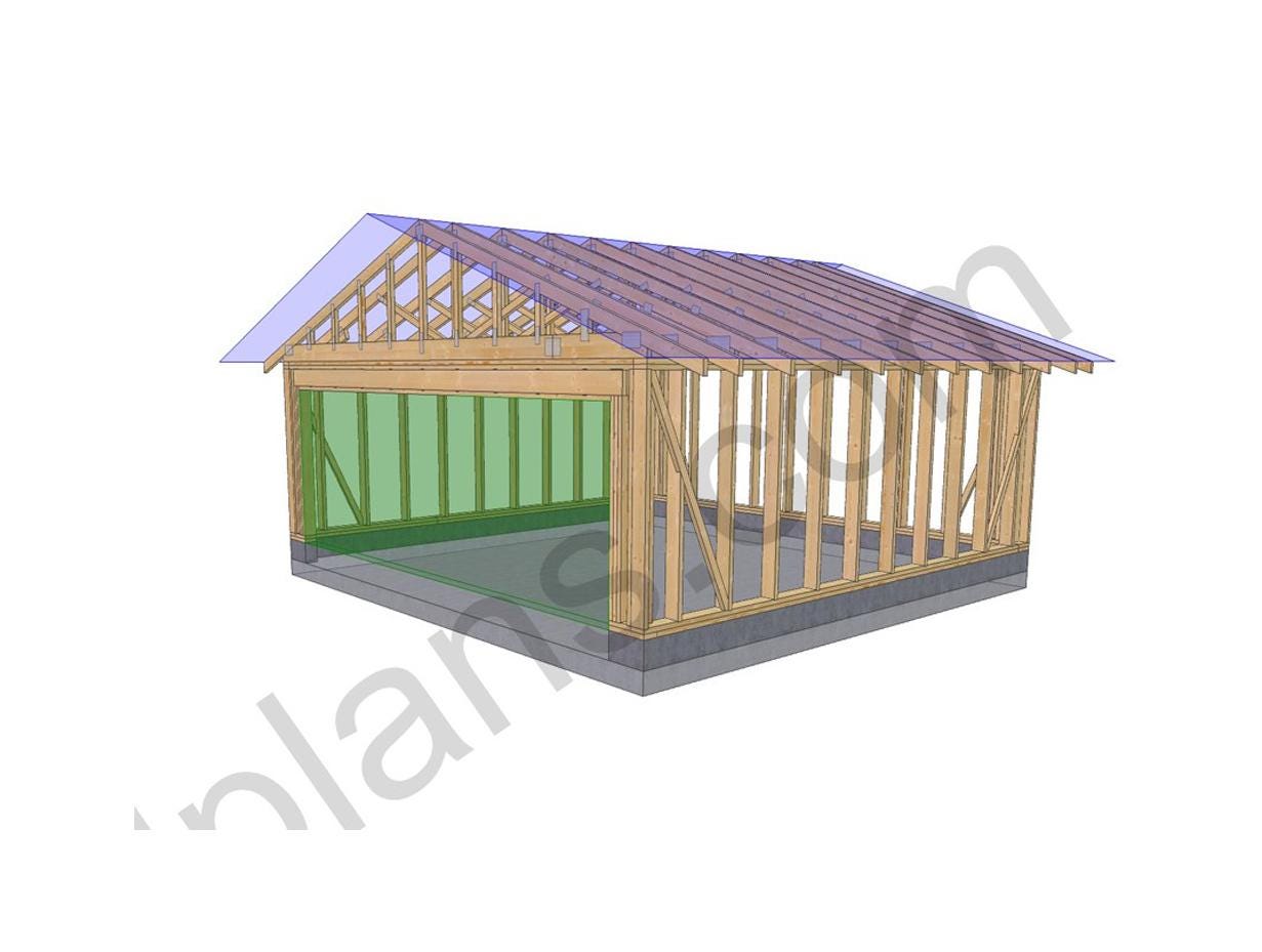 20' 4" x 20' 4" Garage Plans | Square Workshop Blueprint