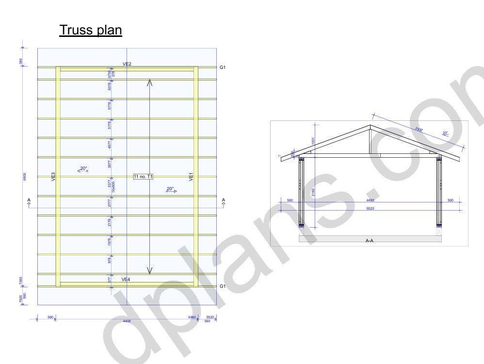 22' 4" x 14' 5" Garage Plans | Long Narrow Storage Building
