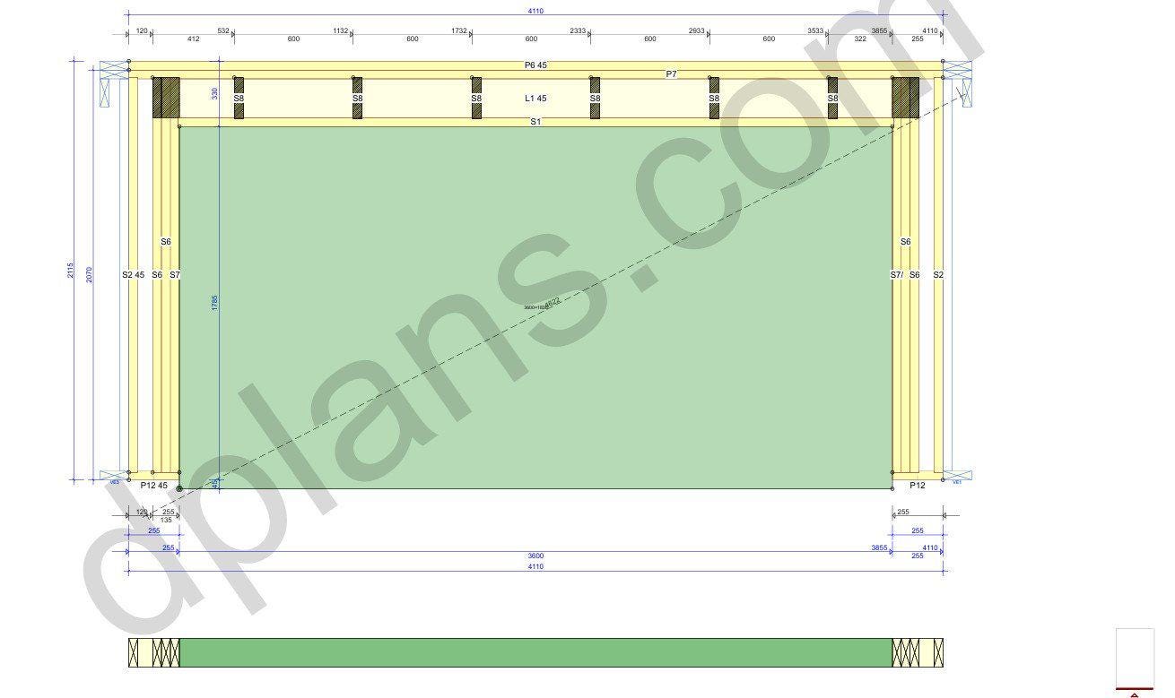 22' 4" x 14' 5" Garage Plans | Long Narrow Storage Building