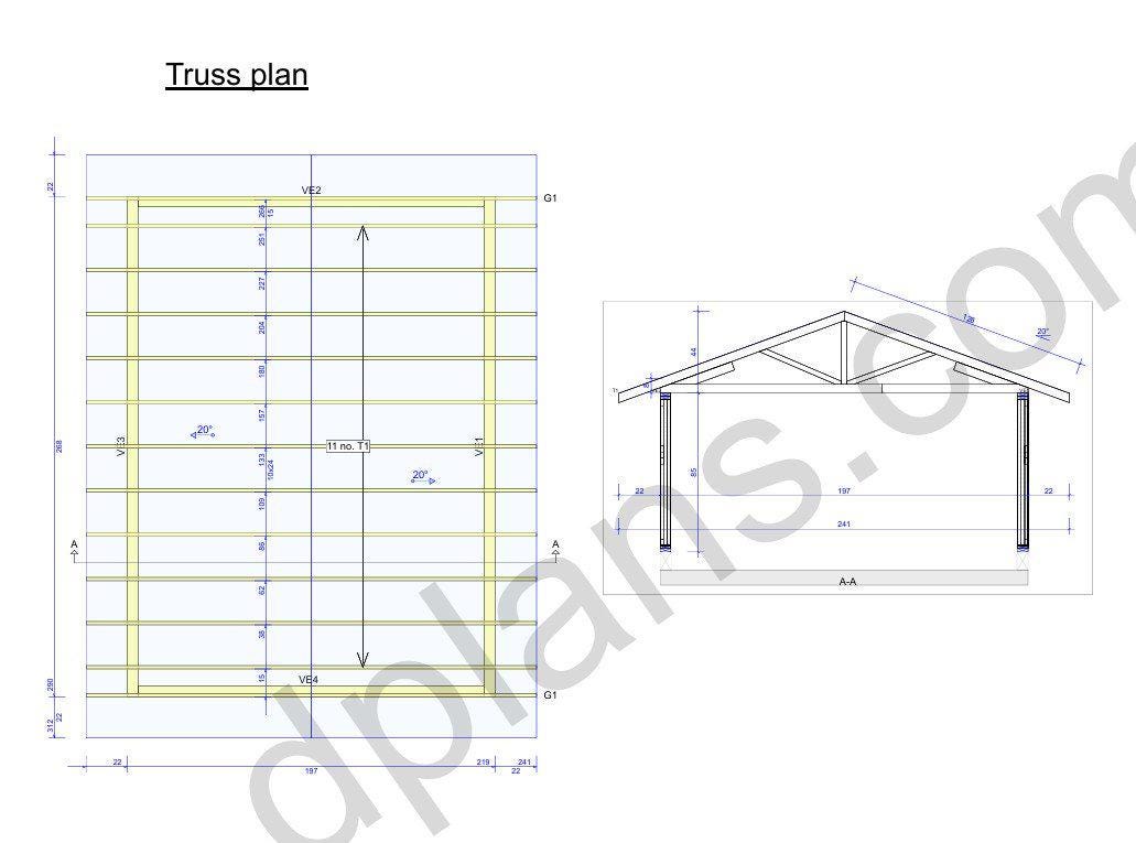 22' 4" x 16' 5" Timber Frame Garage Plans | DIY Building (PDF Plan)