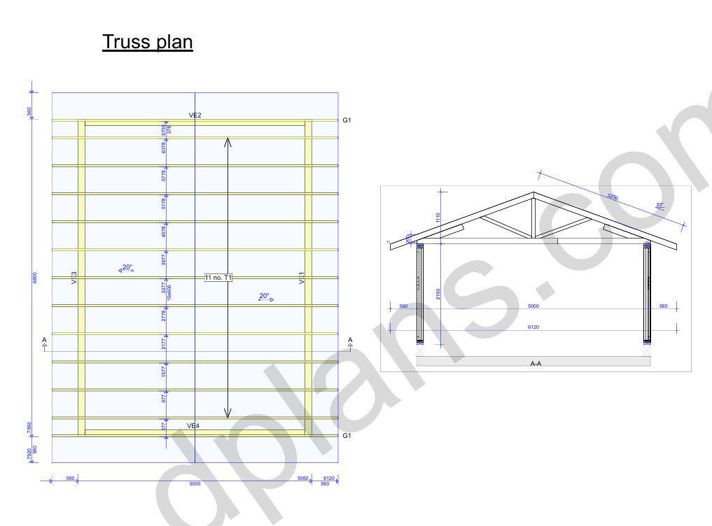 22' 4" x 16' 5" Timber Frame Garage Plans | DIY Building (PDF Plan)
