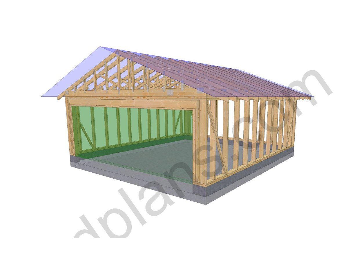 22' 4" x 20' 4" Garage Plans | Printable Garage Blueprint