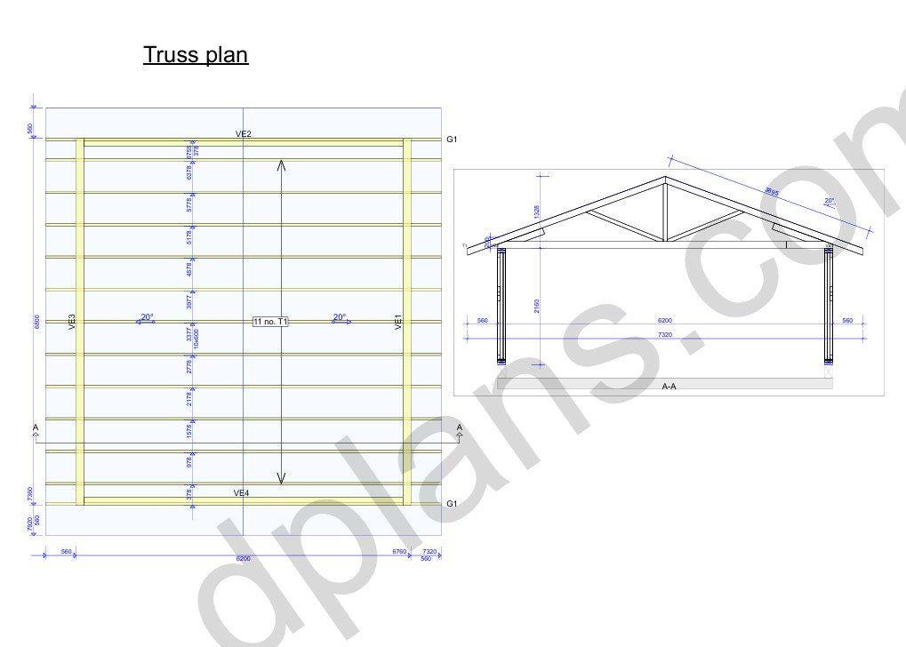 22' 4" x 20' 4" Garage Plans | Printable Garage Blueprint
