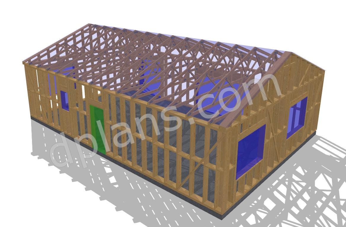 43' x 29' Baupläne für Wohnhaus mit Terrasse | Modernes Wohnhaus-Bauplan