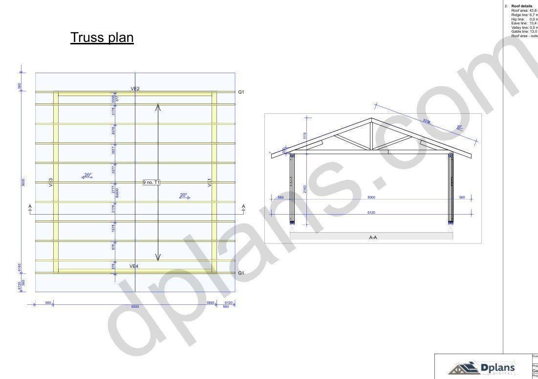 18' 4" x 16' 5" Garage Plans | Single Car Storage Building Design