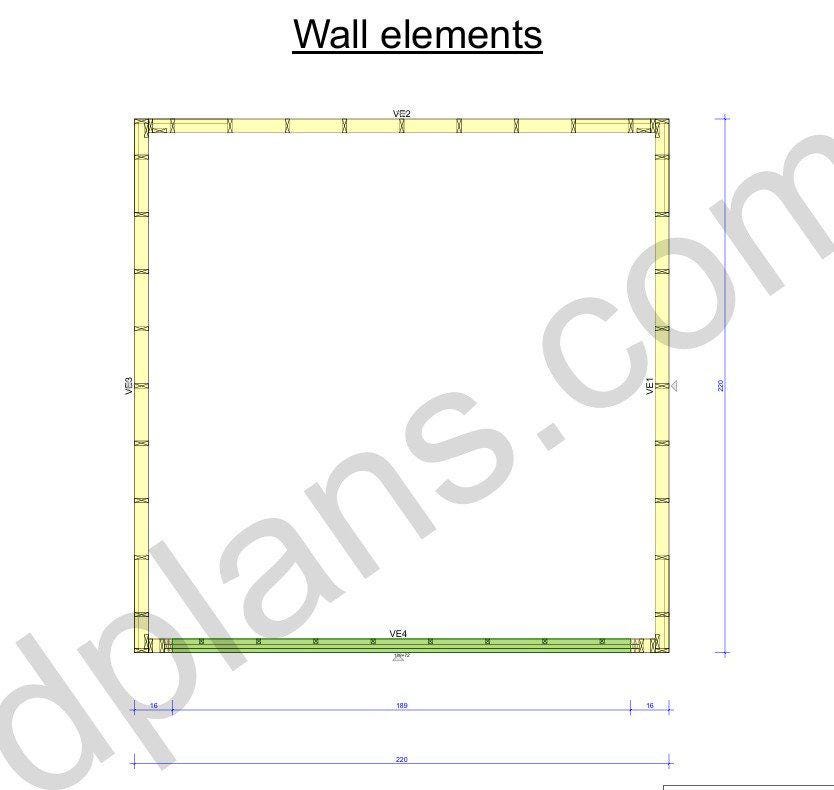 18' 4" x 18' 4" Garage Plans | Square Bay Workshop Blueprint