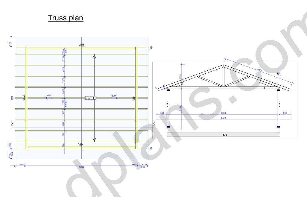 18' 4" x 20' 4" Garage Plans | Standard Parking Bay Construction
