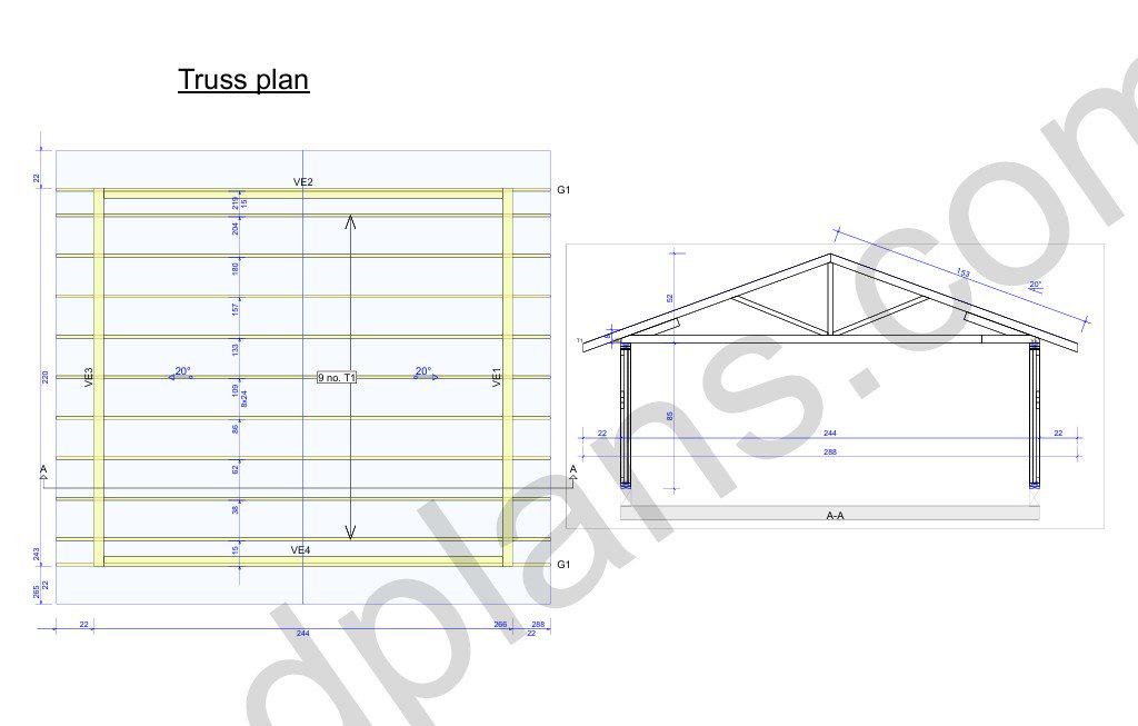 18' 4" x 20' 4" Garage Plans | Standard Parking Bay Construction