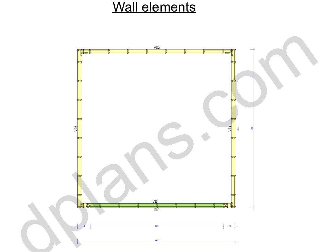 16' 5" x 16' 5" Garage Plans | Square Single Bay Structure