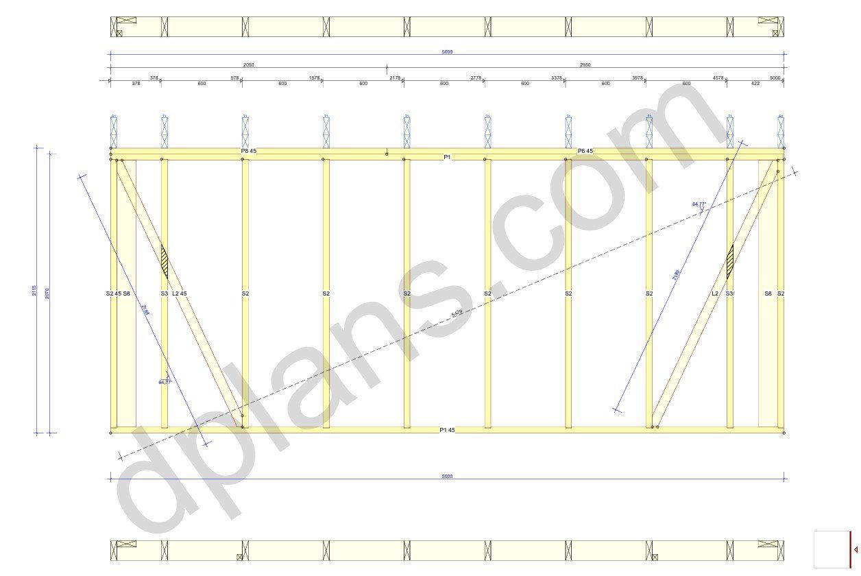 16' 5" x 16' 5" Garage Plans | Square Single Bay Structure
