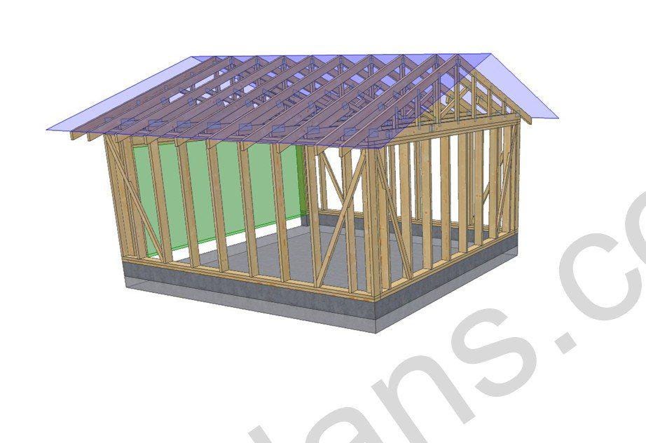 16' 5" x 16' 5" Garage Plans | Square Single Bay Structure