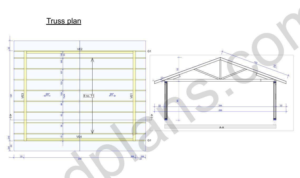 16' 5" x 20' 4" Garage Plans | Extended Garage